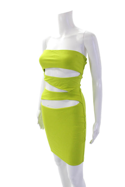Oh Polly Womens Sleeveless Cutout Detail Bodycon Mini Dress Neon Green Size 6