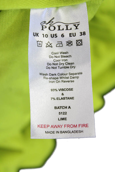 Oh Polly Womens Sleeveless Cutout Detail Bodycon Mini Dress Neon Green Size 6