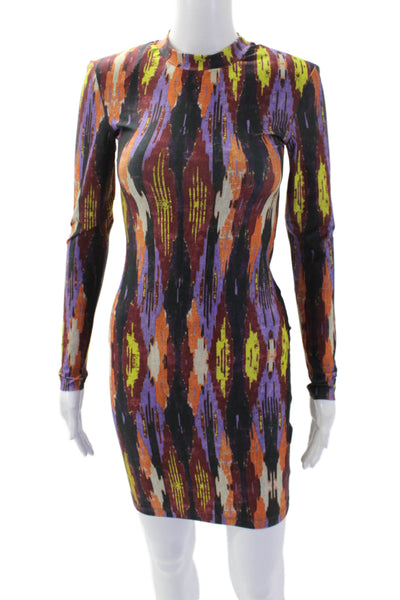 Maria Cher Womens Long Sleeve High Neck Bodycon Dress Multicolor Size S
