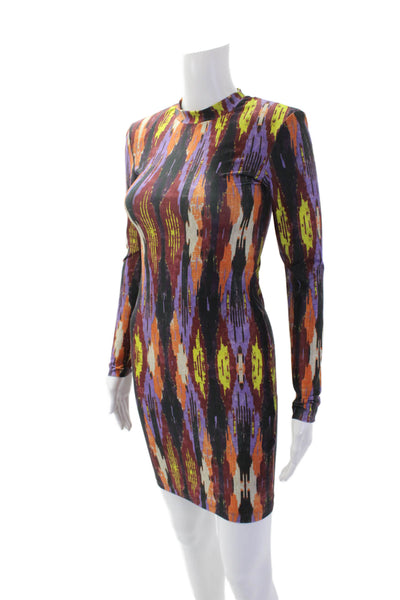 Maria Cher Womens Long Sleeve High Neck Bodycon Dress Multicolor Size S
