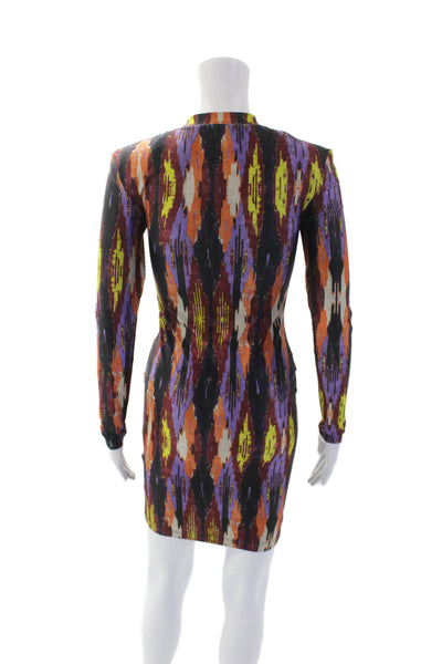 Maria Cher Womens Long Sleeve High Neck Bodycon Dress Multicolor Size S