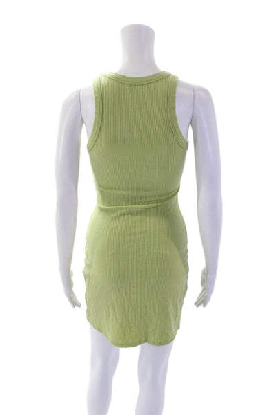 Reformation Womens Ribbed Halter Neckline Sleeveless Mini Dress Green Size S