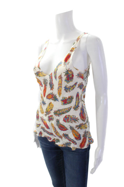 La Prestic Ouiston Womens Silk Nautical Print Raw Hem Detail Blouse White Size 0