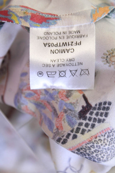 La Prestic Ouiston Womens Silk Nautical Print Raw Hem Detail Blouse White Size 0