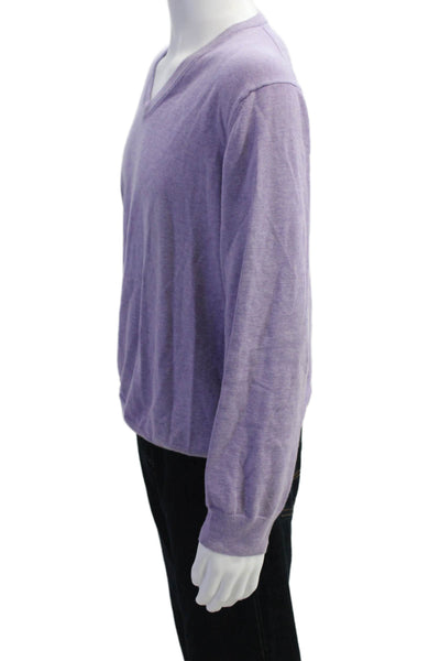 Brooks Brothers Mens Wool V-Neck Long Sleeve Pullover Sweater Top Purple Size L