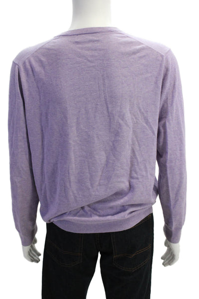 Brooks Brothers Mens Wool V-Neck Long Sleeve Pullover Sweater Top Purple Size L