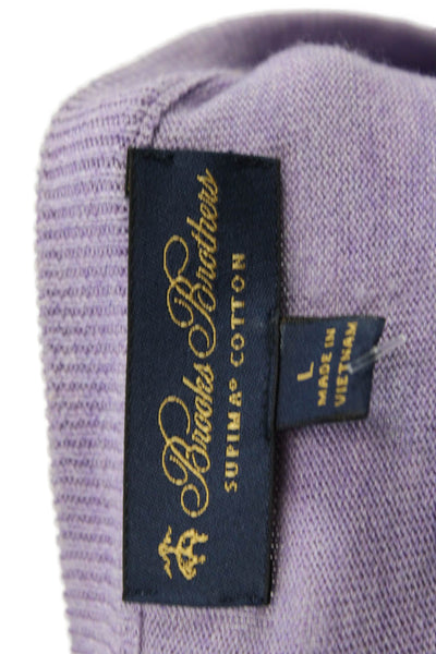 Brooks Brothers Mens Wool V-Neck Long Sleeve Pullover Sweater Top Purple Size L
