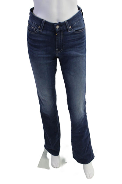 7 For All Mankind Womens Cotton Blend Dark Wash Mid-Rise Jeans Blue Size 27