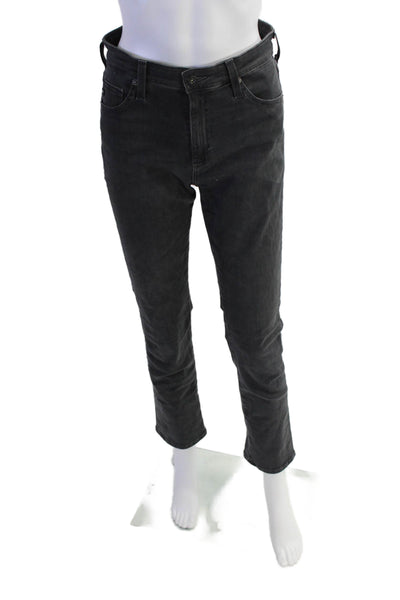 AG Adriano Goldschmied Womens Cotton High-Rise Straight Leg Jeans Gray Size 27R