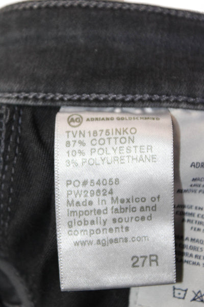 AG Adriano Goldschmied Womens Cotton High-Rise Straight Leg Jeans Gray Size 27R