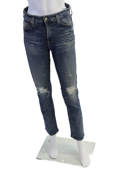 AG Adriano Goldschmied Womens Cotton High-Rise Straight Leg Jeans Blue Size 27R