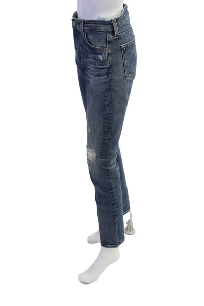AG Adriano Goldschmied Womens Cotton High-Rise Straight Leg Jeans Blue Size 27R