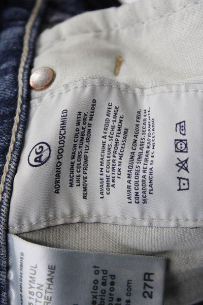 AG Adriano Goldschmied Womens Cotton High-Rise Straight Leg Jeans Blue Size 27R