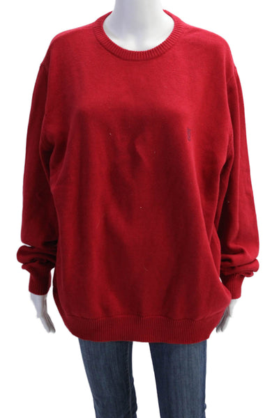 Chaps Mens Cotton Knit Round Neck Long Sleeve Pullover Sweater Red Size XL