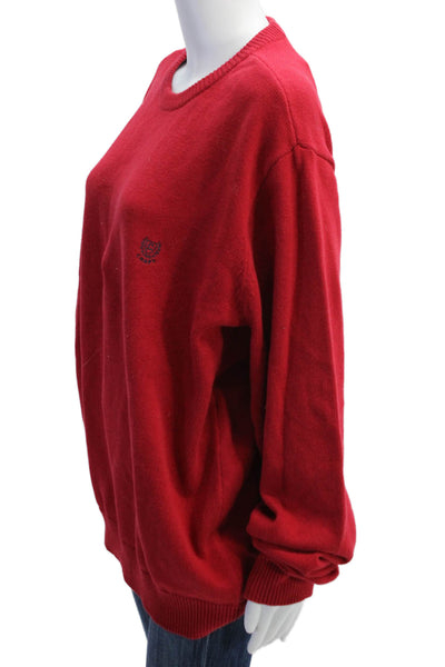 Chaps Mens Cotton Knit Round Neck Long Sleeve Pullover Sweater Red Size XL