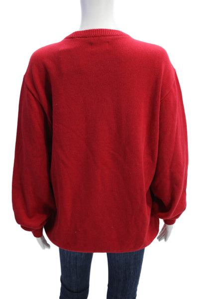 Chaps Mens Cotton Knit Round Neck Long Sleeve Pullover Sweater Red Size XL