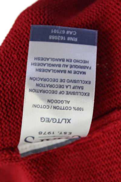 Chaps Mens Cotton Knit Round Neck Long Sleeve Pullover Sweater Red Size XL
