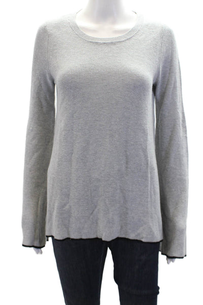 Vince Camuto Wome's Round Neck Long Sleeves Ribbed Pullover Sweater Gray Size S