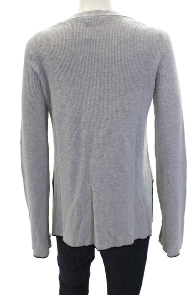 Vince Camuto Wome's Round Neck Long Sleeves Ribbed Pullover Sweater Gray Size S