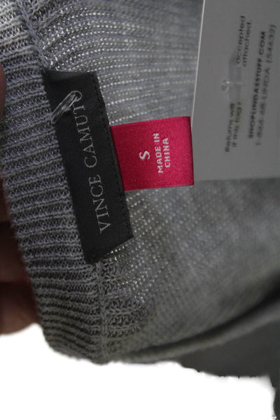 Vince Camuto Wome's Round Neck Long Sleeves Ribbed Pullover Sweater Gray Size S