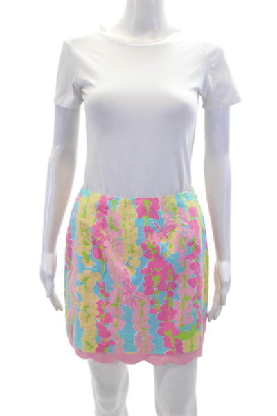 Lily Pulitzer Women's Hook Closure Scallop Hem Lined Mini Skirt Floral Size 0