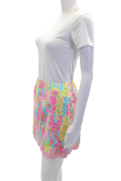 Lily Pulitzer Women's Hook Closure Scallop Hem Lined Mini Skirt Floral Size 0