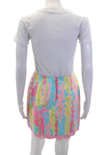 Lily Pulitzer Women's Hook Closure Scallop Hem Lined Mini Skirt Floral Size 0