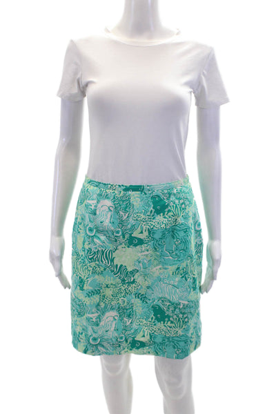 Lilly Pulitzer Women's Button Closure Lined Floral Mini Skirt Green Size 6