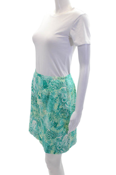 Lilly Pulitzer Women's Button Closure Lined Floral Mini Skirt Green Size 6