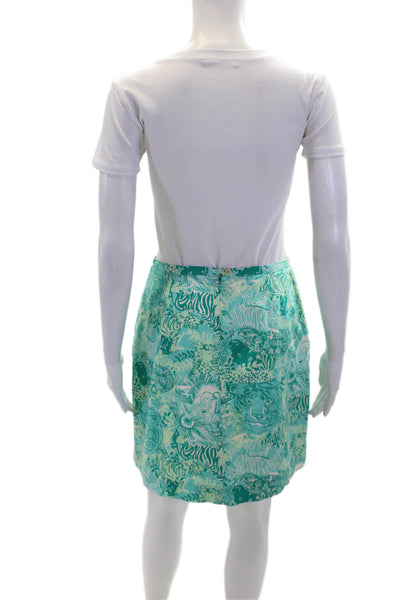 Lilly Pulitzer Women's Button Closure Lined Floral Mini Skirt Green Size 6