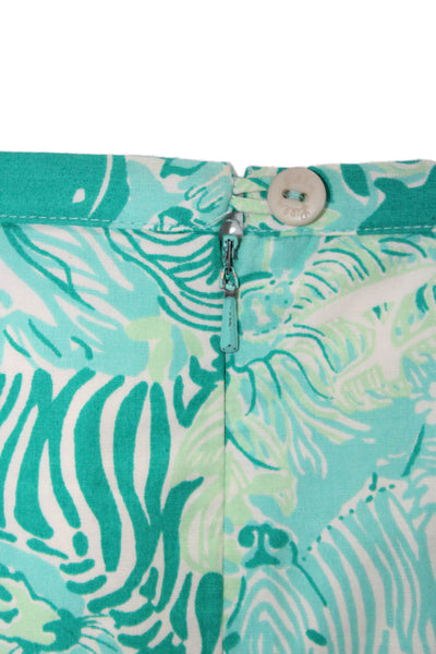 Lilly Pulitzer Women's Button Closure Lined Floral Mini Skirt Green Size 6