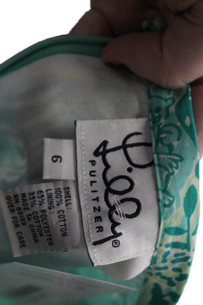 Lilly Pulitzer Women's Button Closure Lined Floral Mini Skirt Green Size 6