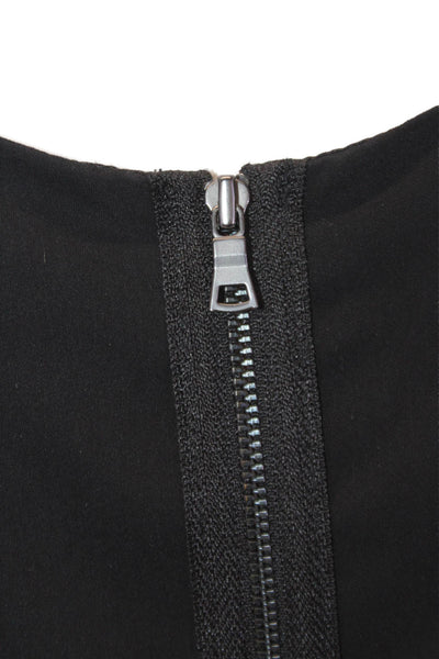 T Tahari Womens Back Zip Sleeveless Mesh Trim Shift Dress Black Size 4