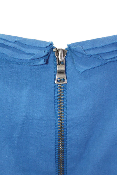 Elie Tahari Womens Back Zip Sleeveless Scoop Neck Shift Dress Blue Cotton Size 4