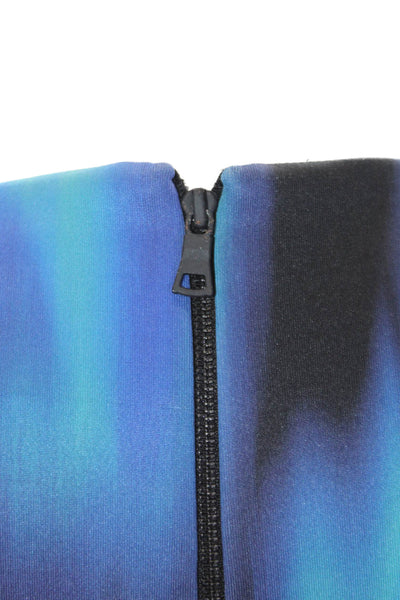 T Tahari Womens Back Zip Scoop Neck Abstract Sheath Dress Blue Black Size 6