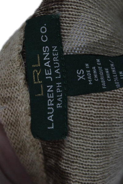 LRL Lauren Jeans Womens Sleeveless Boat Neck Ikat Knit Top Brown Linen Size XS
