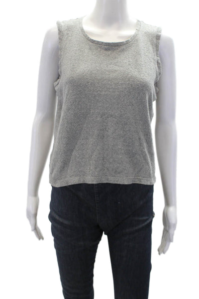 Imogene & Willie Womens Scoop Neck Knit Boxy Tank Top Gray Cotton Size Small