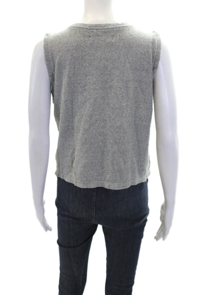 Imogene & Willie Womens Scoop Neck Knit Boxy Tank Top Gray Cotton Size Small