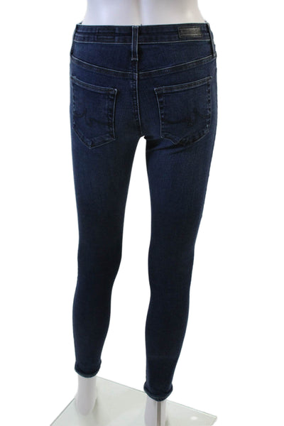 AG Women's Midrise Five Pocket Dark Wash Button Skinny Denim Pants Size 25