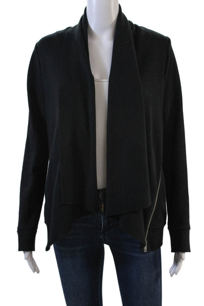 Allsaints Women's Long Sleeves Zip Side Open Front Cardigan Black Size XS
