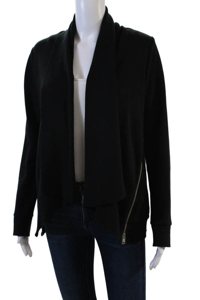 Allsaints Women's Long Sleeves Zip Side Open Front Cardigan Black Size XS