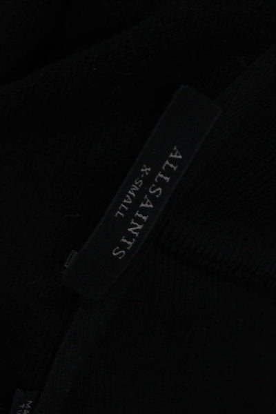 Allsaints Women's Long Sleeves Zip Side Open Front Cardigan Black Size XS
