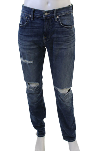 7 For All Mankind Men's Distress Straight Leg Medium Wash Jean Pants Size 32