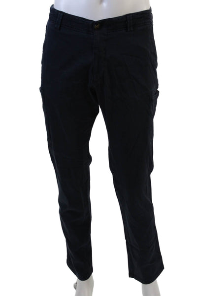 J.W. Brine Mens Button Closure Flat Front Straight Leg Casual Pants Blue Size 32