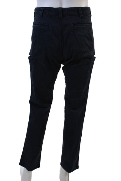 J.W. Brine Mens Button Closure Flat Front Straight Leg Casual Pants Blue Size 32