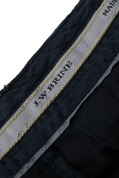 J.W. Brine Mens Button Closure Flat Front Straight Leg Casual Pants Blue Size 32