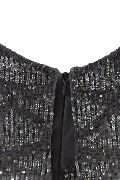 Aidan Mattox Women's Scoop Neck Spaghetti Straps Sequin Mini Dress Gray Size 2