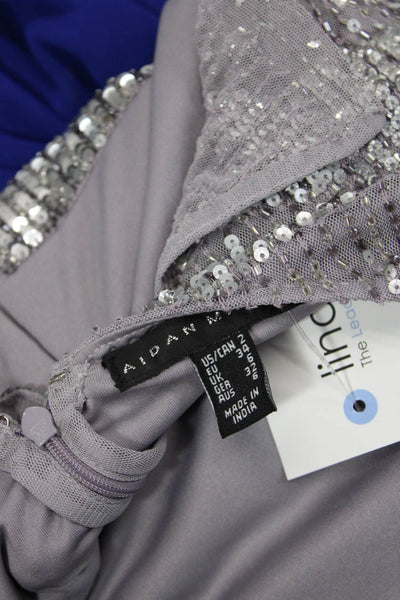 Aidan Mattox Women's Scoop Neck Spaghetti Straps Sequin Mini Dress Gray Size 2