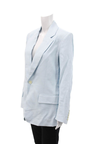 A.L.C. Womens Notch Collar Long Sleeve Button Up Blazer Jacket Light Blue Size 4