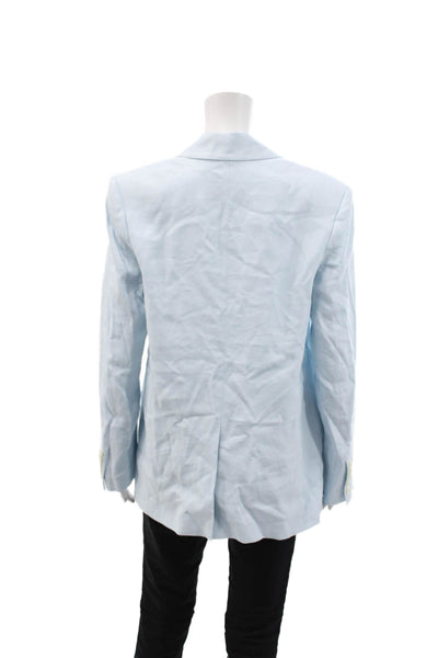 A.L.C. Womens Notch Collar Long Sleeve Button Up Blazer Jacket Light Blue Size 4